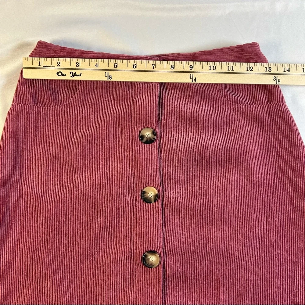 IN‎ San Francisco Women’s Corduroy Button-Front Skirt, Pink Size 1